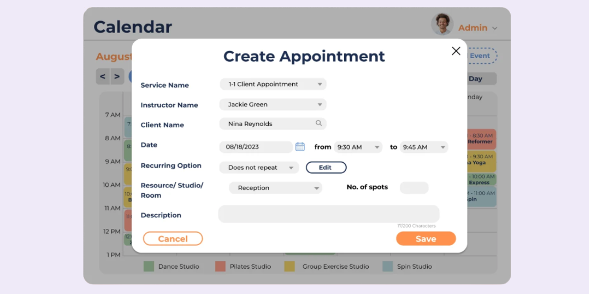 smart health club where members can book